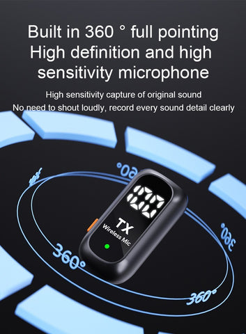 Wireless Lavalier Microphone for iPhone Android Type-C 2.4G Noise Cancel Mic