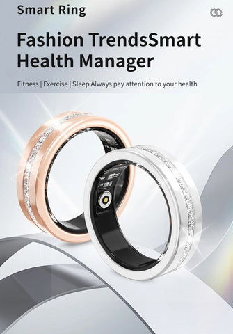 Smart Ring Health Tracker Moissanite Diamond Heart Rate SpO2 Sleep HRV IP68
