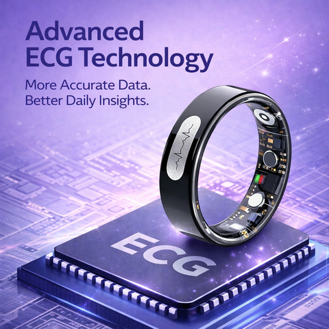 Smart Ring ECG Heart Monitor HR BP SpO2 Sleep Tracker Waterproof Fitness Ring