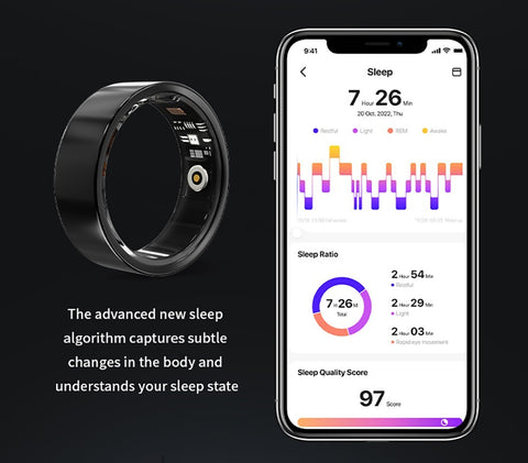Smart Ring for Women Health Tracker Sleep Heart Rate Blood Oxygen Fitness IP68