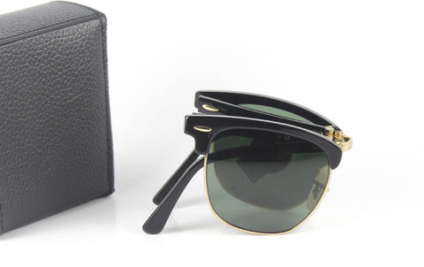 Folding Square Sunglasses Glass Lens