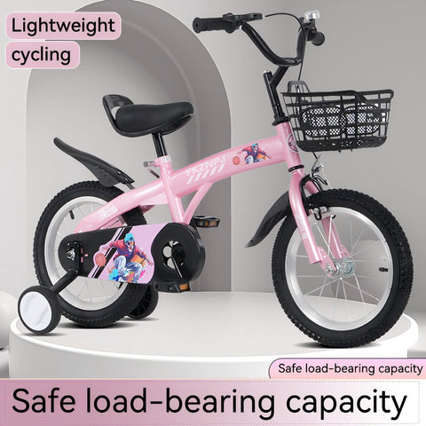 16 inch sporty kids bike with training wheels stand Adjustable saddle Suitable for boys girls aged 4-8 years tall Height 41-53 inches