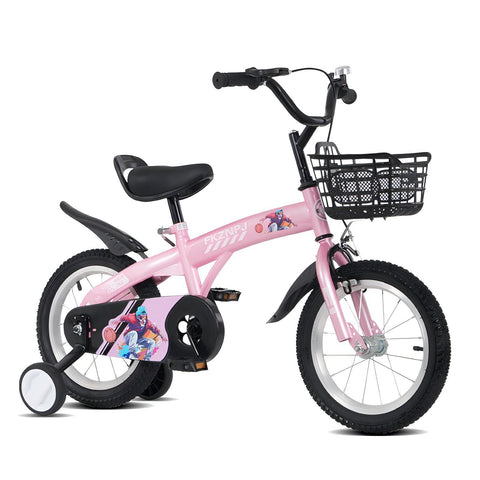 16 inch sporty kids bike with training wheels stand Adjustable saddle Suitable for boys girls aged 4-8 years tall Height 41-53 inches