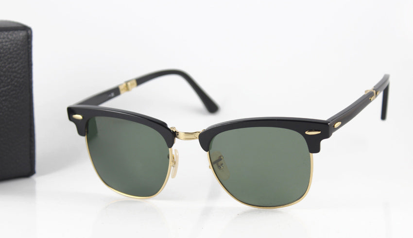 Folding Square Sunglasses Glass Lens