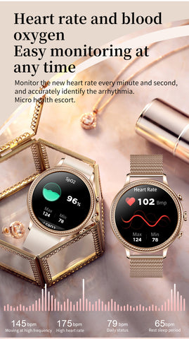 Elegant Women's Smart Watch with Bluetooth Calling - Heart Rate, SpO2 & Sleep Monitor