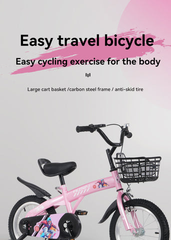 16 inch sporty kids bike with training wheels stand Adjustable saddle Suitable for boys girls aged 4-8 years tall Height 41-53 inches