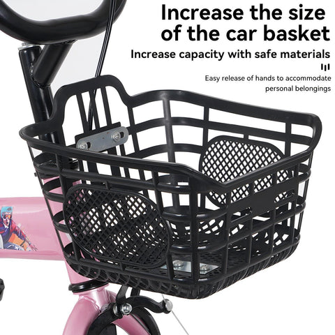 16 inch sporty kids bike with training wheels stand Adjustable saddle Suitable for boys girls aged 4-8 years tall Height 41-53 inches
