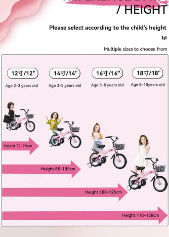 16 inch sporty kids bike with training wheels stand Adjustable saddle Suitable for boys girls aged 4-8 years tall Height 41-53 inches